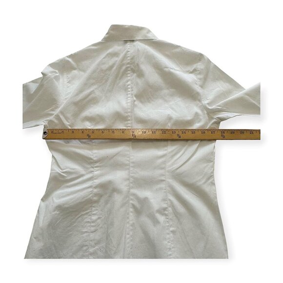 Vintage 90s White Cotton Button Down Shirt Italy AND Size 46 L Never Worn - Picture 9 of 11